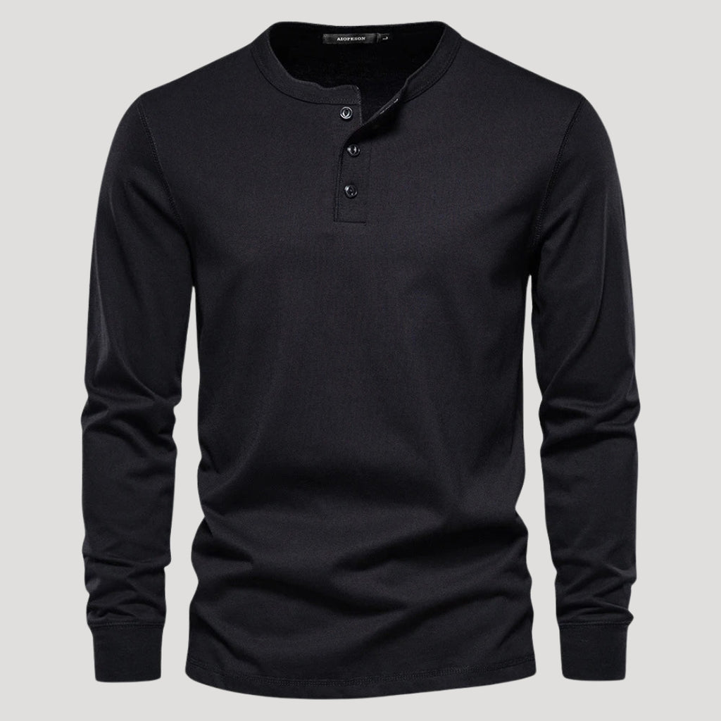Men’s Long Sleeve Henley Shirt Casual Slim Fit Pullover Top
