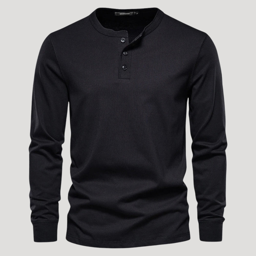 Men’s Long Sleeve Henley Shirt Casual Slim Fit Pullover Top