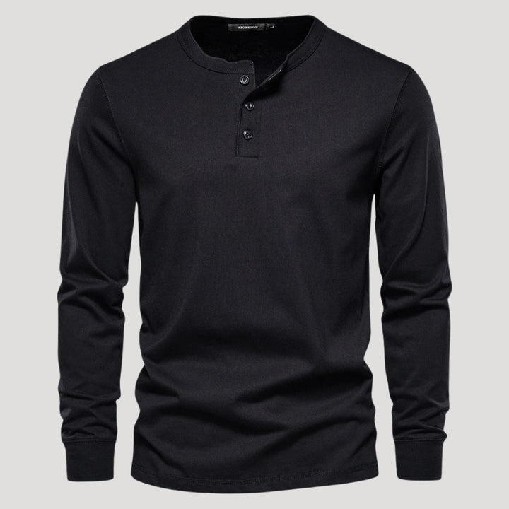 Men’s Long Sleeve Henley Shirt Casual Slim Fit Pullover Top