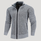 Men’s Full Zip Knit Sweater Jacket Casual Stand Collar Coat