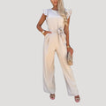 Women’s Wide Leg Off Shoulder Belted Jumpsuit Elegant Outfit