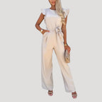 Women’s Wide Leg Off Shoulder Belted Jumpsuit Elegant Outfit