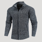 Men’s Full Zip Knit Sweater Jacket Casual Stand Collar Coat