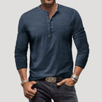 Men’s Long Sleeve Henley Shirt Casual Style