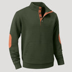 Men’s Textured Button Collar Sweatshirt Casual Pullover Top