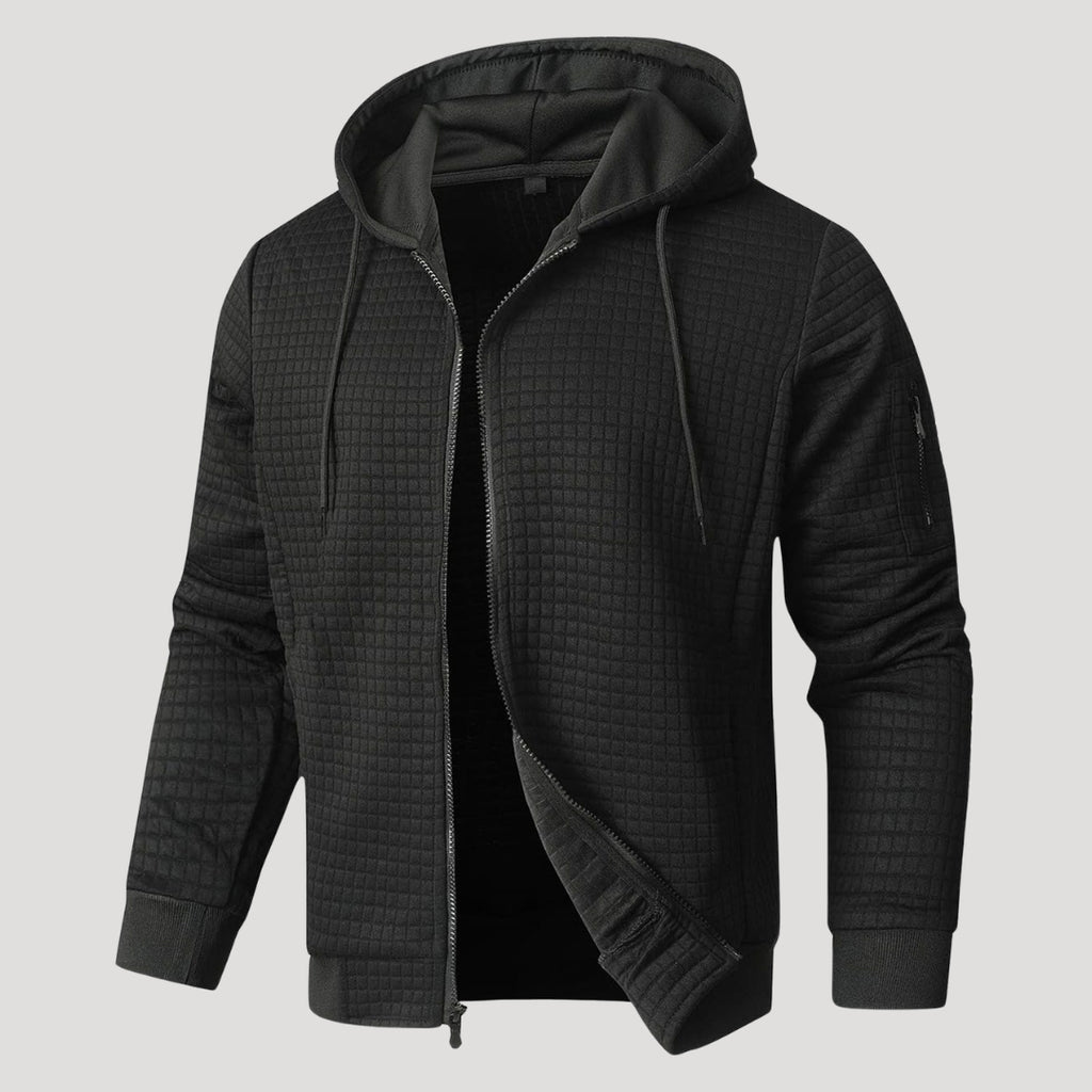 Men’s Waffle Knit Zip Hoodie Casual Lightweight Jacket