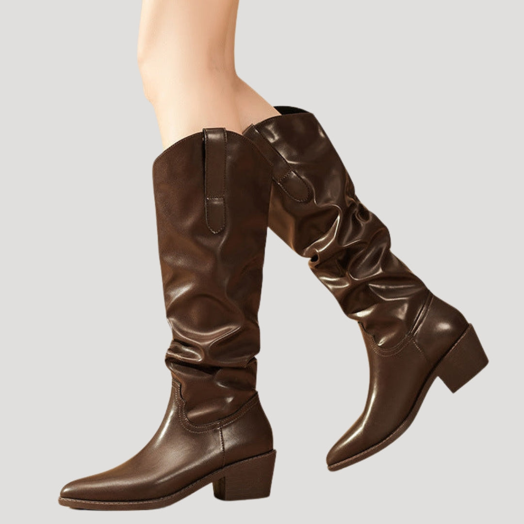 Women’s Cowboy Knee High Slouch Western Boots Pointed Toe