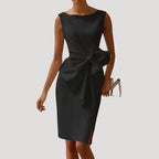 Women’s Sleeveless Midi Dress Tie Waist Elegant Sundress