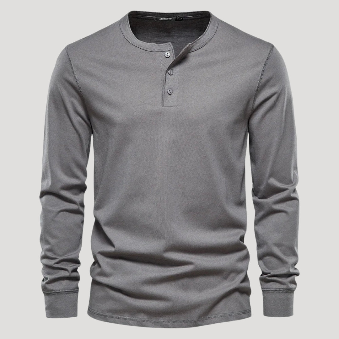 Men’s Long Sleeve Henley Shirt Casual Slim Fit Pullover Top