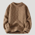 Men’s Cable Knit Sweater Relaxed Fit Crewneck Pullover Top