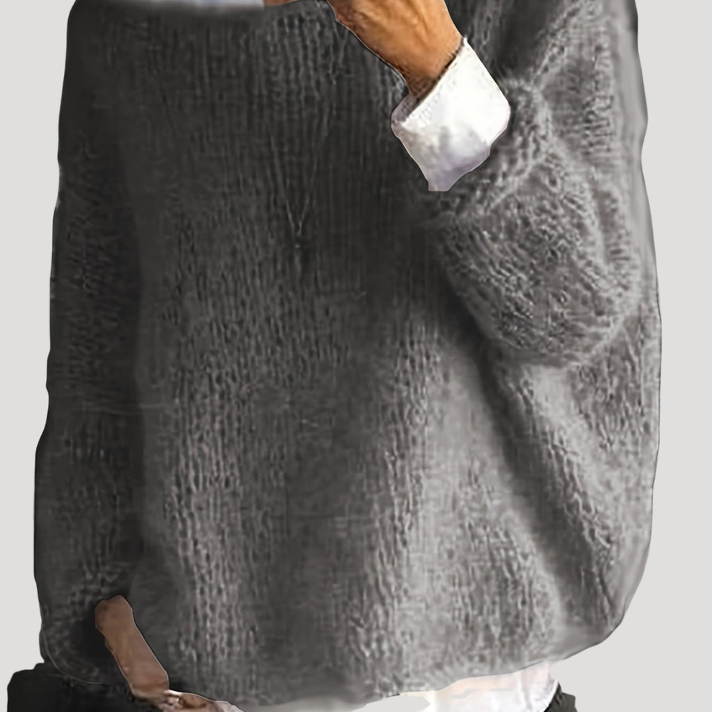 Women Knitted Sweater Long Sleeve Crew Neck Relaxed Fit