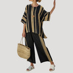 Women’s Striped Linen Blend Co Ord Set Relaxed Fit