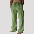 Men's Linen Pants Drawstring Waist Wide Leg Relaxed Fit