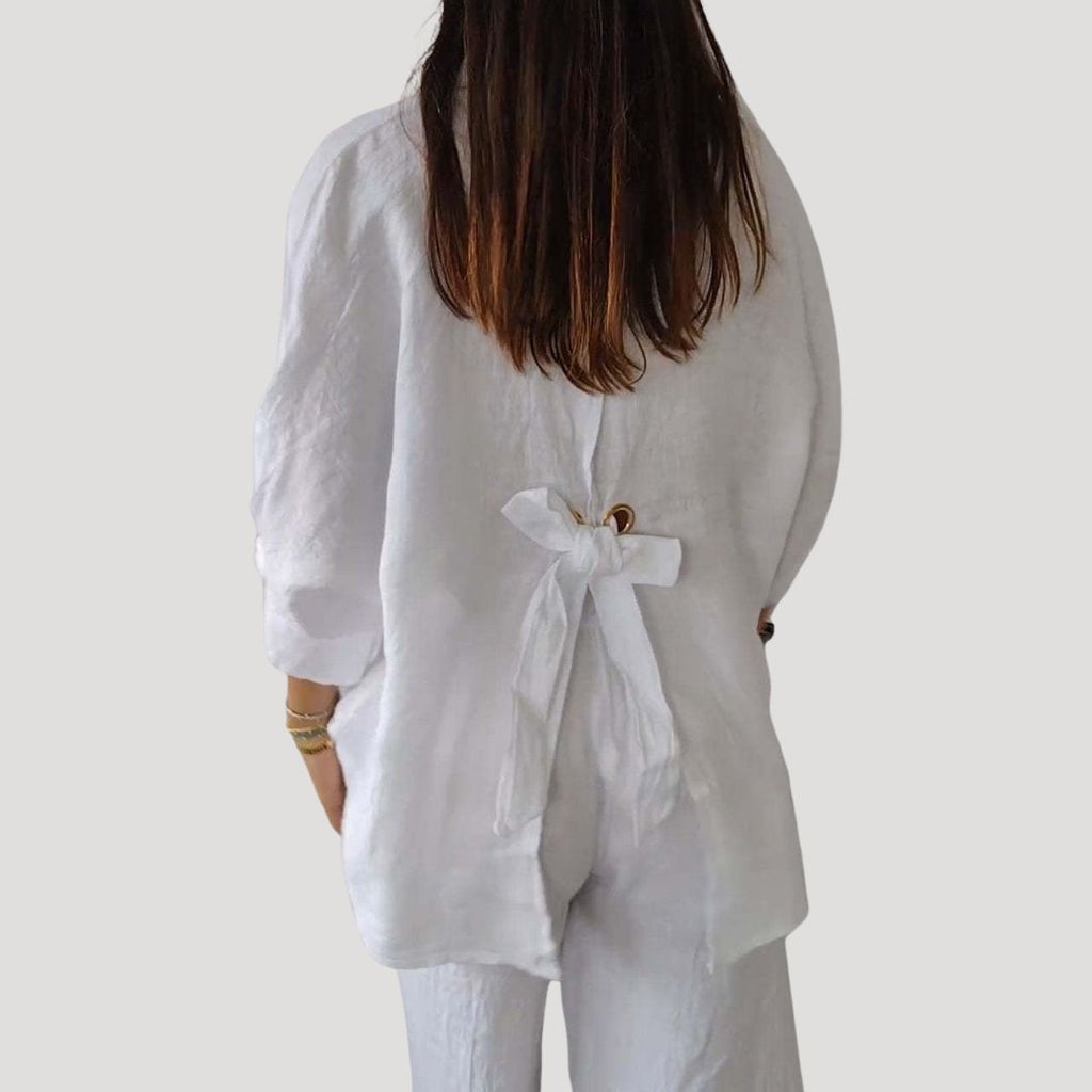 Women’s Linen Button Down Shirt Long Sleeve Loose Blouse