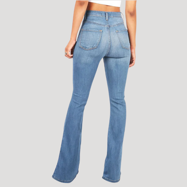 Dámske Bootcut Rifle S Vysokým Pásom Elastické Rozšírený Strih