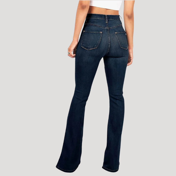 Dámske Bootcut Rifle S Vysokým Pásom Elastické Rozšírený Strih