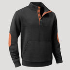 Men’s Textured Button Collar Sweatshirt Casual Pullover Top