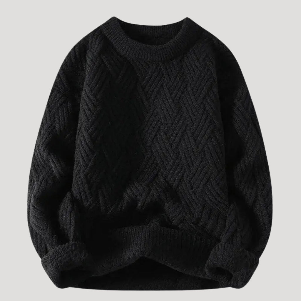 Men’s Cable Knit Sweater Relaxed Fit Crewneck Pullover Top