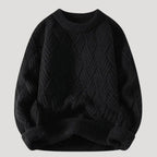 Men’s Cable Knit Sweater Relaxed Fit Crewneck Pullover Top