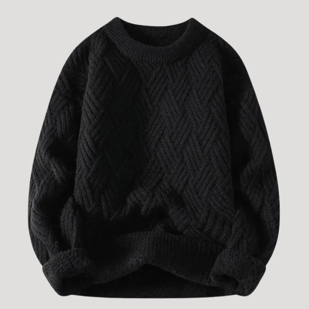 Men’s Cable Knit Sweater Relaxed Fit Crewneck Pullover Top