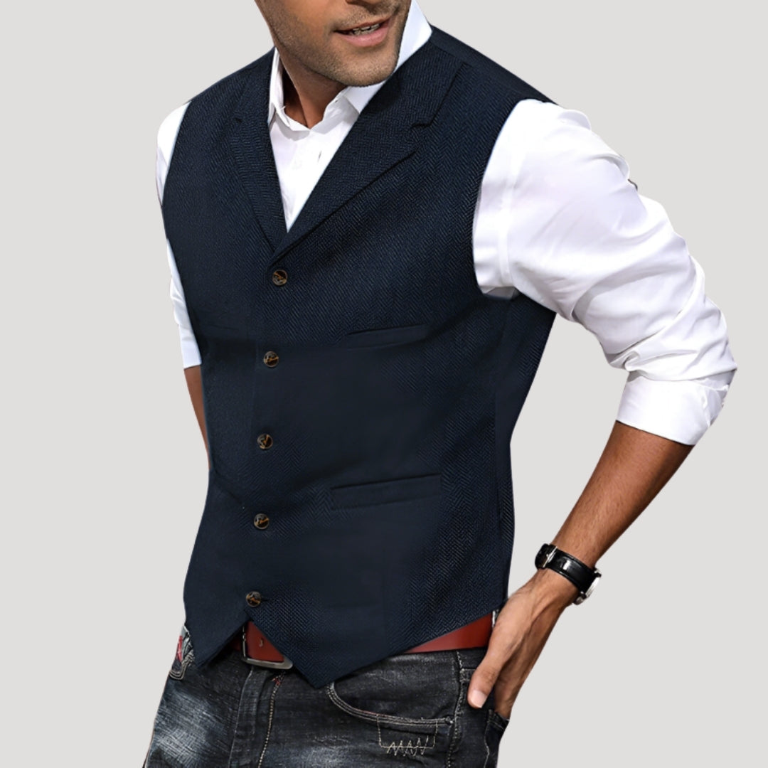 Men’s Blazer Vest Casual Slim Fit Button Lightweight Outerwear
