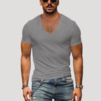 Men’s V Neck T Shirt Slim Fit Short Sleeve Casual Top