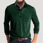 Men’s Long Sleeve Henley Polo Shirt Casual Knit Top