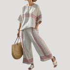 Women’s Striped Linen Blend Co Ord Set Relaxed Fit