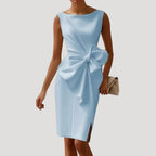 Women’s Sleeveless Midi Dress Tie Waist Elegant Sundress
