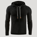 Men’s Full Zip Knit Hoodie Textured Sweatshirt Jacket