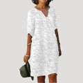 Women’s Summer Dress Floral Shift Casual Midi V Neck