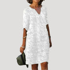 Women’s Summer Dress Floral Shift Casual Midi V Neck