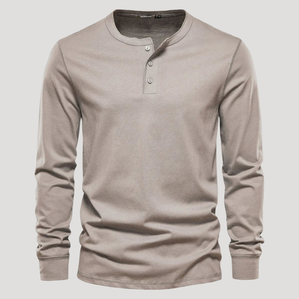 Men’s Long Sleeve Henley Shirt Casual Slim Fit Pullover Top
