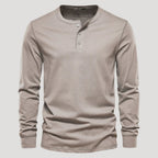 Men’s Long Sleeve Henley Shirt Casual Slim Fit Pullover Top