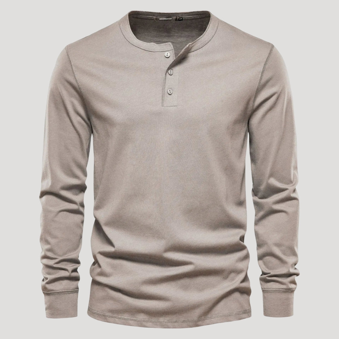 Men’s Long Sleeve Henley Shirt Casual Slim Fit Pullover Top