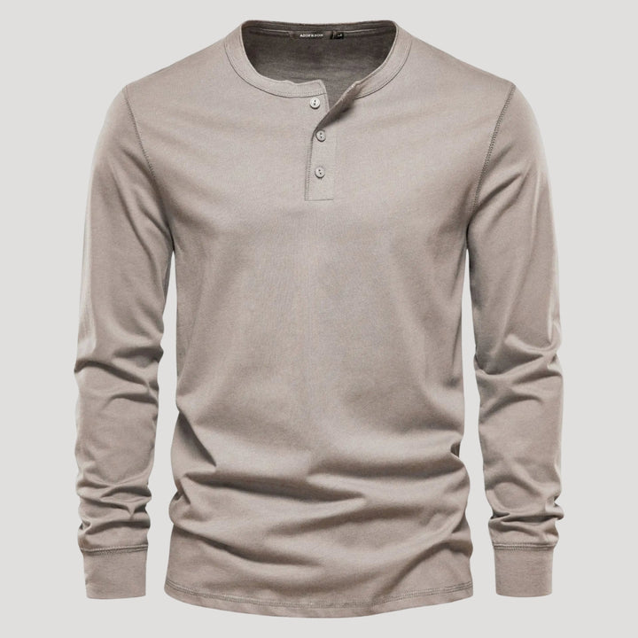 Men’s Long Sleeve Henley Shirt Casual Slim Fit Pullover Top
