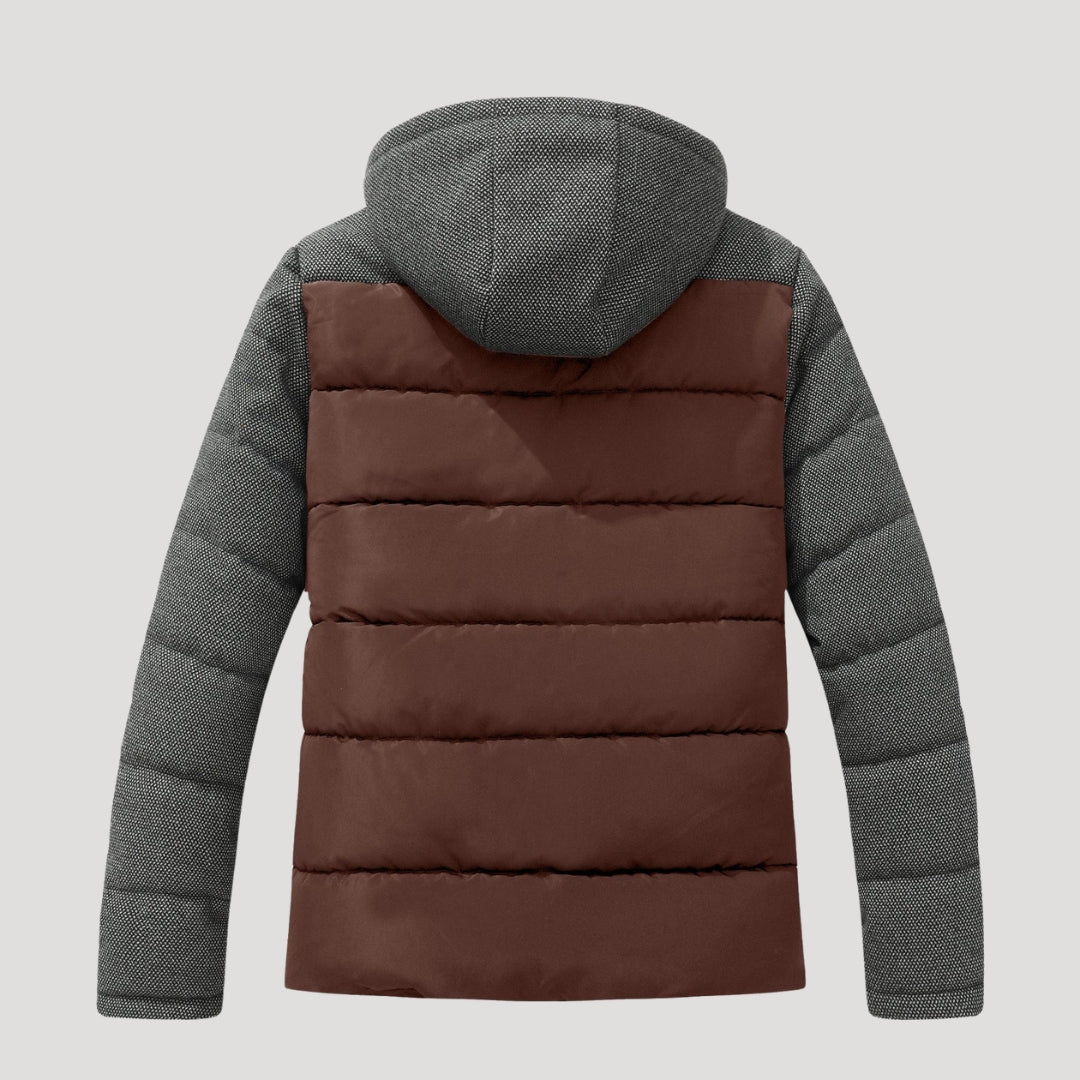 Men’s Hooded Puffer Jacket Quilted Zip Coat