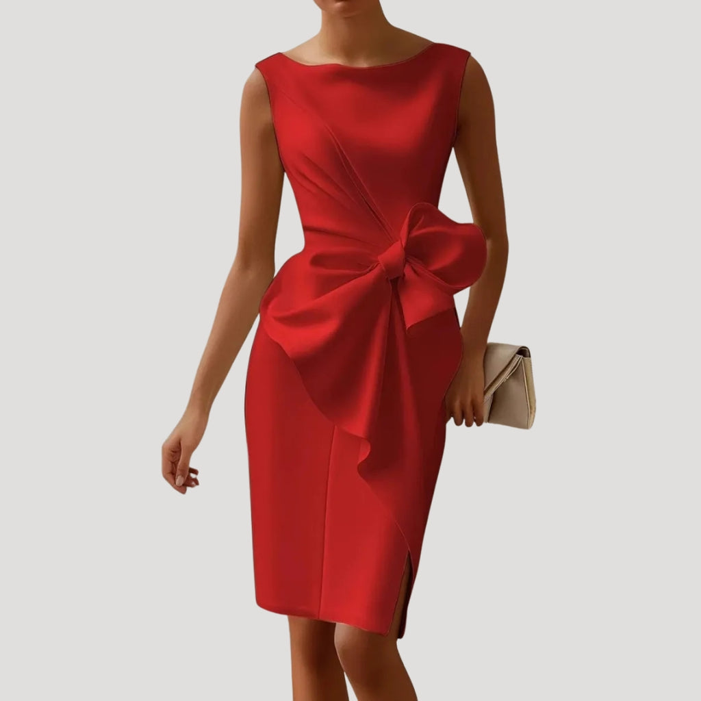 Women’s Sleeveless Midi Dress Tie Waist Elegant Sundress
