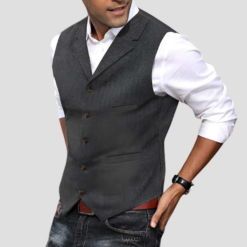 Men’s Blazer Vest Casual Slim Fit Button Lightweight Outerwear