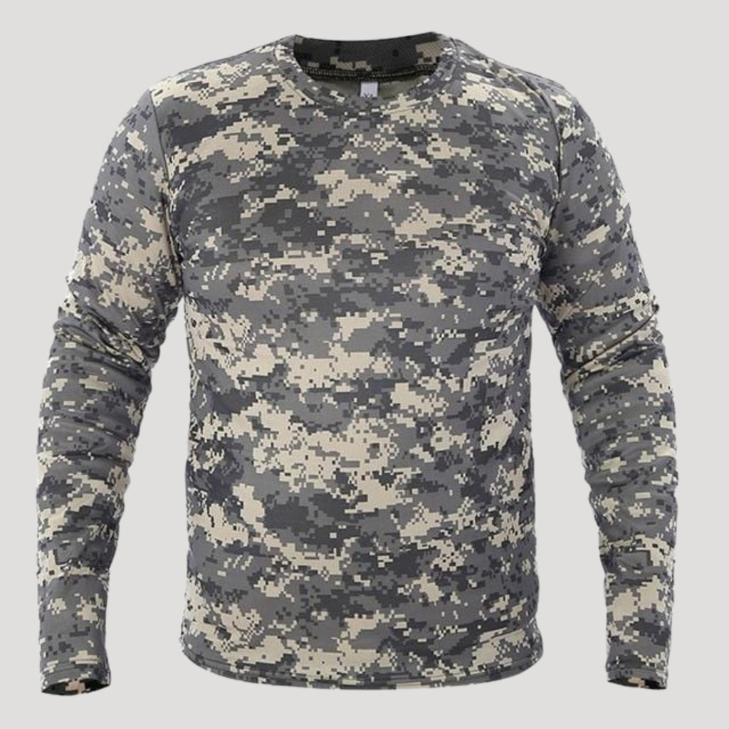 Men’s Camo Long Sleeve Crew Neck Outdoor Tactical Shirt