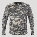 Men’s Camo Long Sleeve Crew Neck Outdoor Tactical Shirt