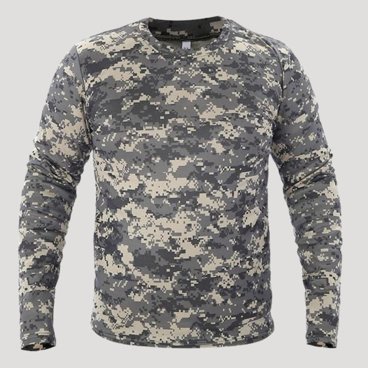 Men’s Camo Long Sleeve Crew Neck Outdoor Tactical Shirt