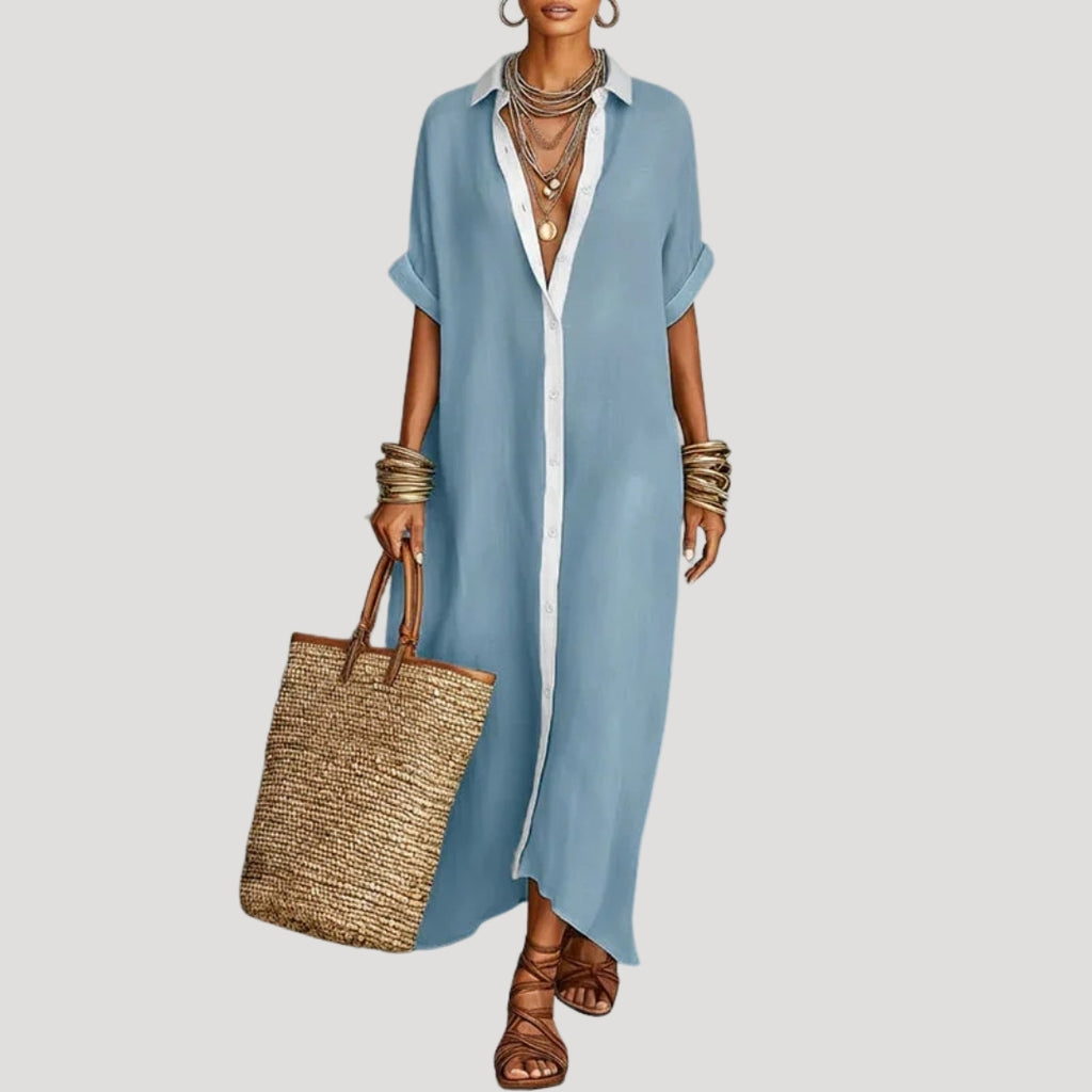 Women’s Summer Dress Maxi Shirt Casual Loose Collared