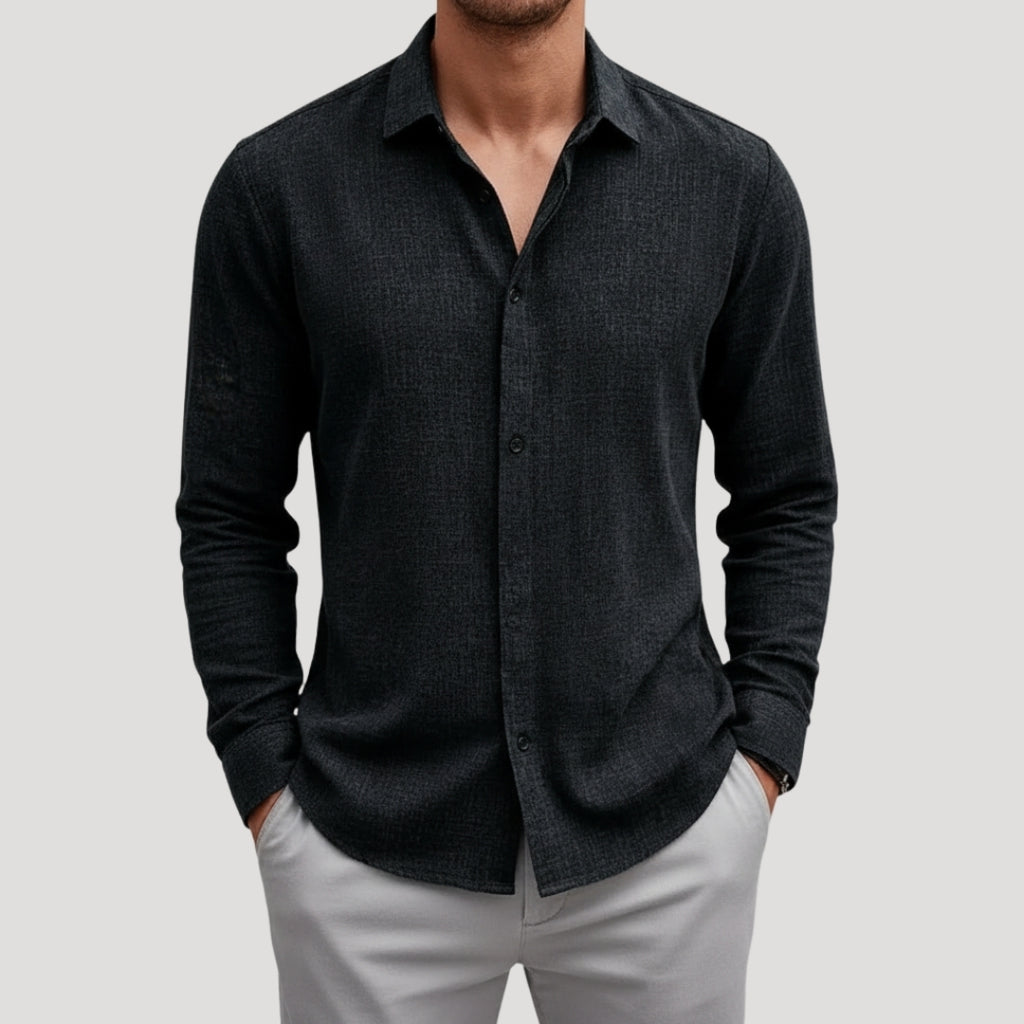 Men’s Long Sleeve Shirt Casual Button Linen Summer