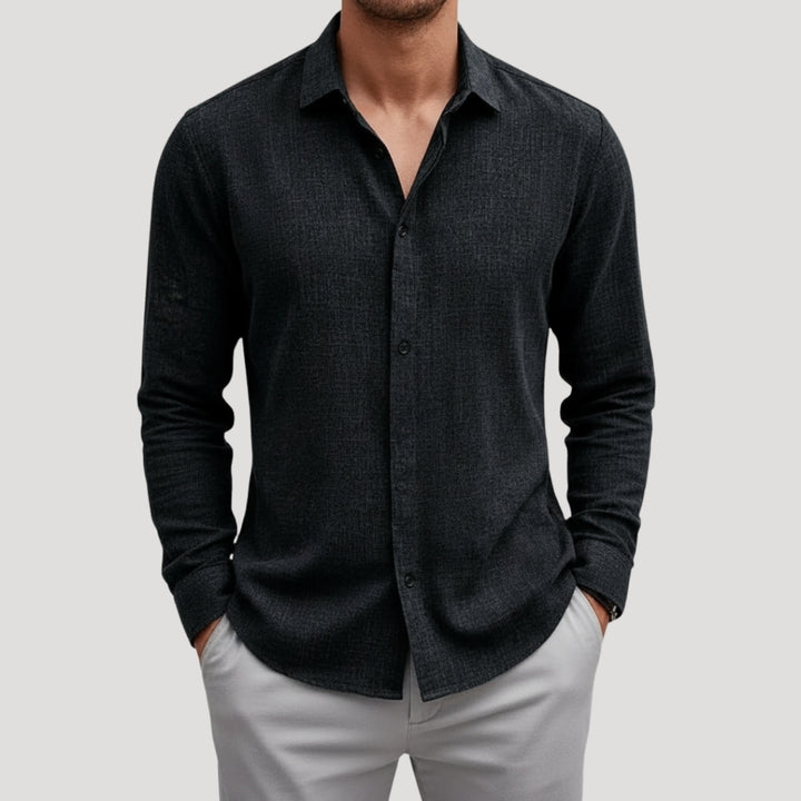 Men’s Long Sleeve Shirt Casual Button Linen Summer