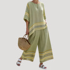 Women’s Striped Linen Blend Co Ord Set Relaxed Fit