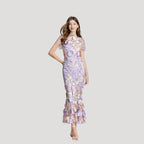 Women’s Summer Dress Floral Midi Sheer Embroidered Bodycon