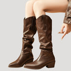 Women’s Cowboy Knee High Slouch Western Boots Pointed Toe