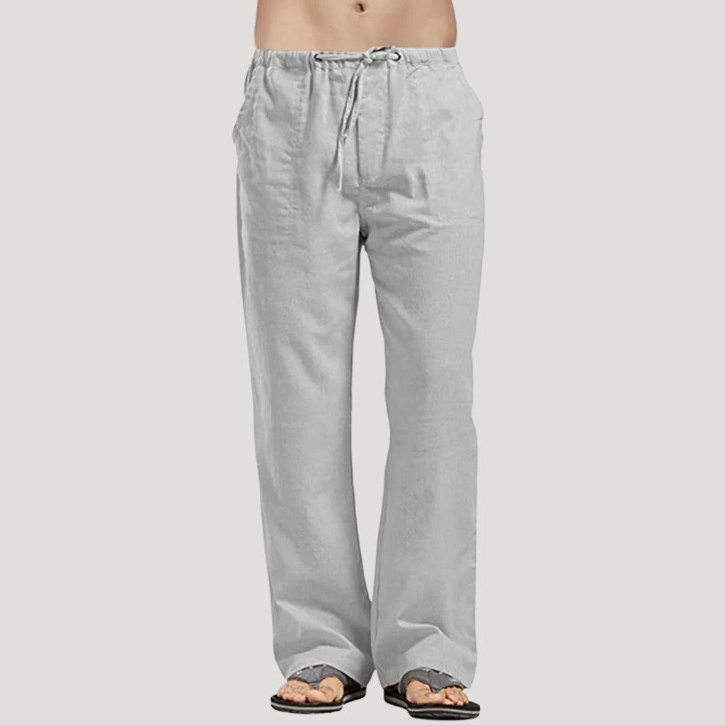 Men’s Linen Pants Drawstring Relaxed Fit Casual Trousers