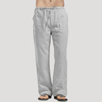 Men’s Linen Pants Drawstring Relaxed Fit Casual Trousers